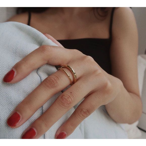 18K Gold Plated Taylor Double Open Band Ring - Picture 1 of 7